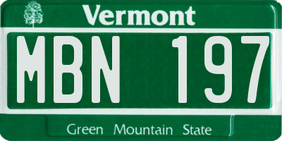 VT license plate MBN197