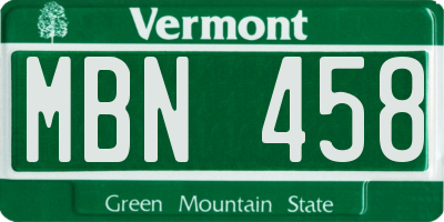 VT license plate MBN458