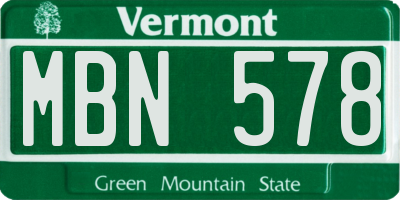VT license plate MBN578