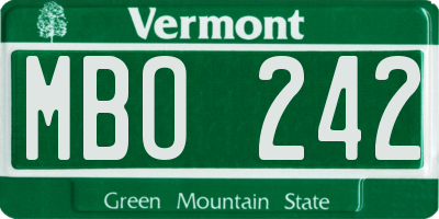 VT license plate MBO242