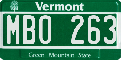 VT license plate MBO263