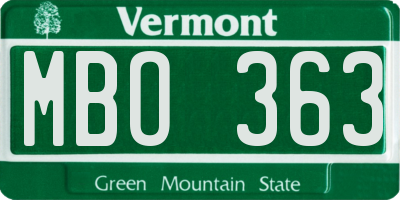 VT license plate MBO363