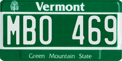 VT license plate MBO469