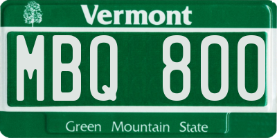 VT license plate MBQ800