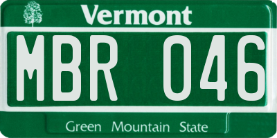 VT license plate MBR046