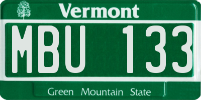 VT license plate MBU133
