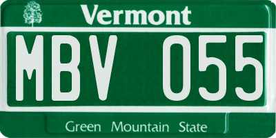 VT license plate MBV055