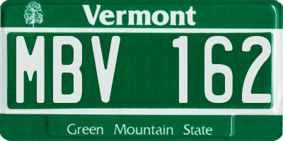 VT license plate MBV162