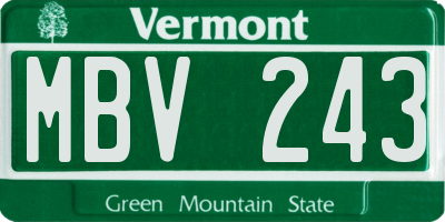 VT license plate MBV243