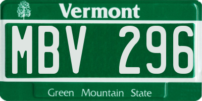 VT license plate MBV296