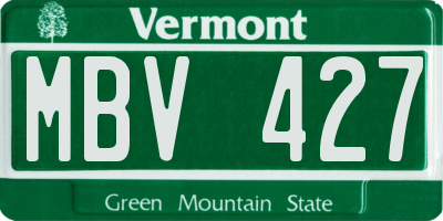 VT license plate MBV427