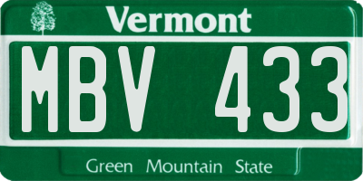VT license plate MBV433