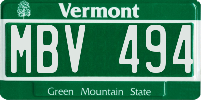 VT license plate MBV494