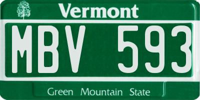 VT license plate MBV593