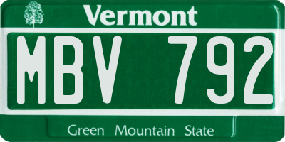 VT license plate MBV792