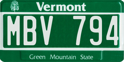 VT license plate MBV794
