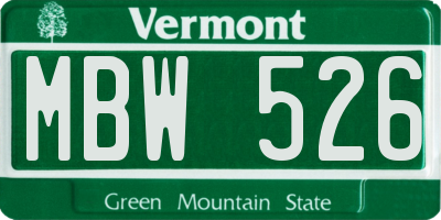 VT license plate MBW526