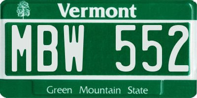 VT license plate MBW552