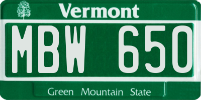 VT license plate MBW650