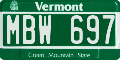 VT license plate MBW697