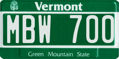 VT license plate MBW700