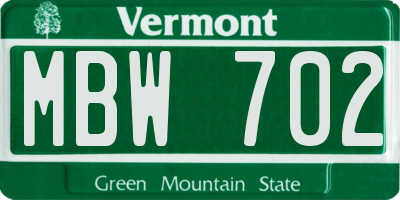 VT license plate MBW702