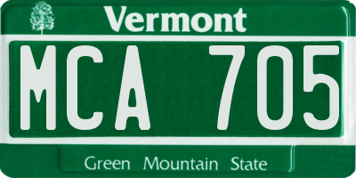 VT license plate MCA705