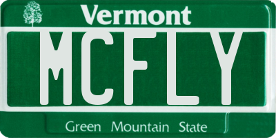VT license plate MCFLY