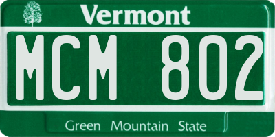 VT license plate MCM802