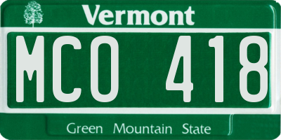 VT license plate MCO418