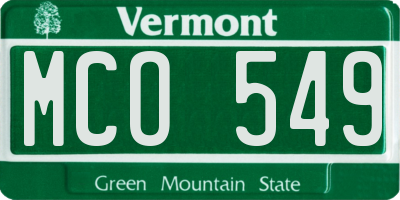 VT license plate MCO549