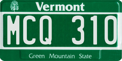 VT license plate MCQ310