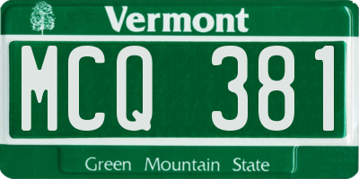 VT license plate MCQ381