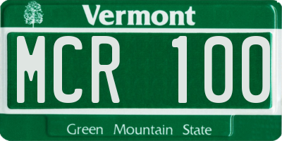 VT license plate MCR100