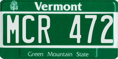 VT license plate MCR472