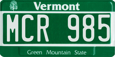 VT license plate MCR985
