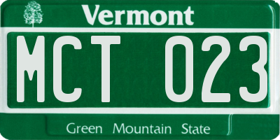 VT license plate MCT023