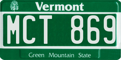 VT license plate MCT869