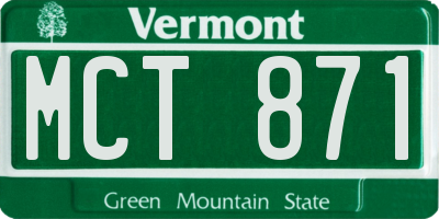 VT license plate MCT871