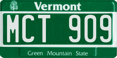 VT license plate MCT909