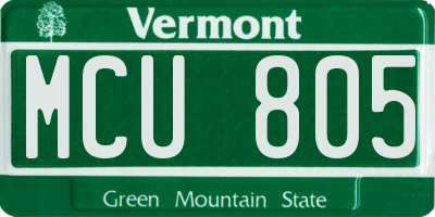 VT license plate MCU805