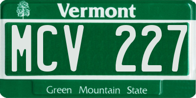 VT license plate MCV227