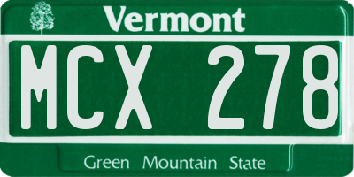 VT license plate MCX278