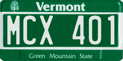 VT license plate MCX401