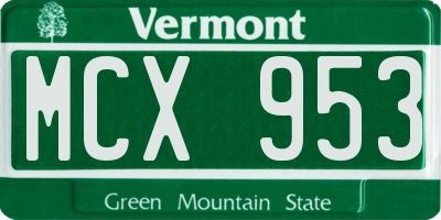 VT license plate MCX953