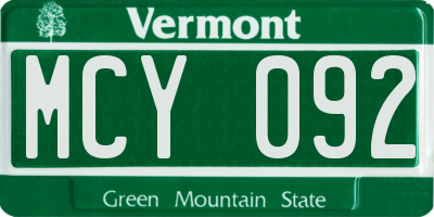 VT license plate MCY092
