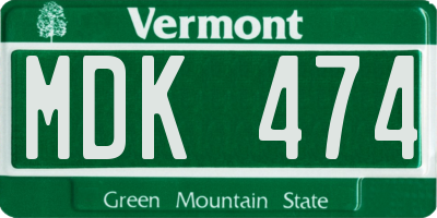 VT license plate MDK474