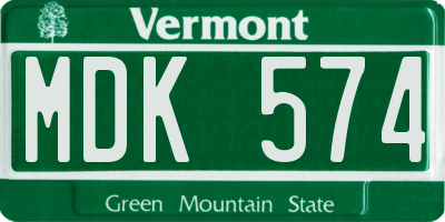VT license plate MDK574