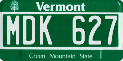 VT license plate MDK627
