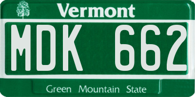 VT license plate MDK662